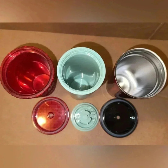 STARBUCKS Coffee Co. drinking cups/tumblers LOT OF 3 (with lids) Bundle - Picture 2 of 2